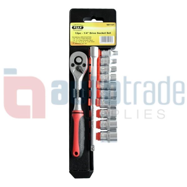 SOCKET SET 12PC 1/4" DRIVE