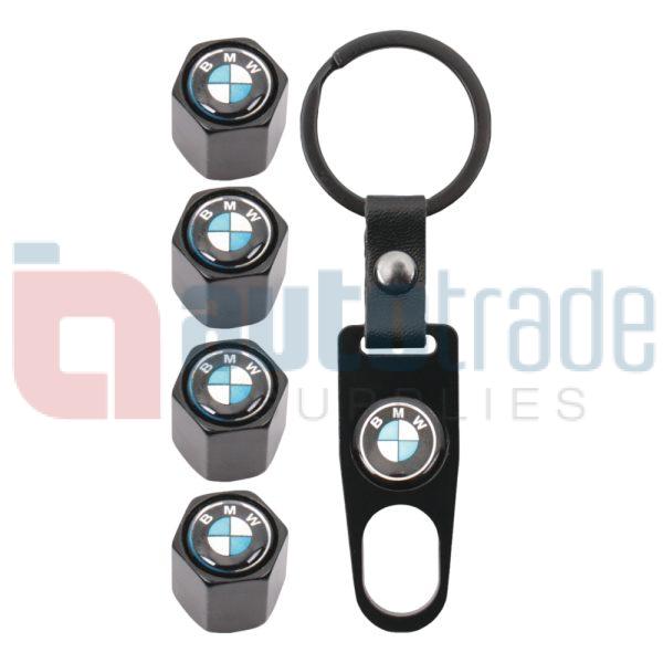 KEY RING & VALVE CAP SET BMW