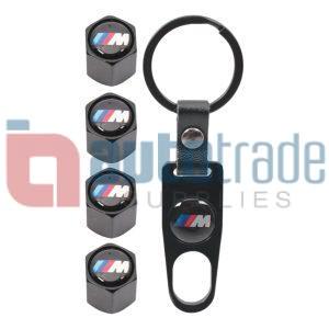 KEY RING & VALVE CAP SET BMW M POWER