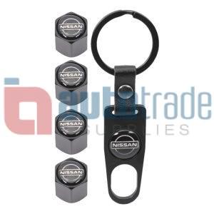 KEY RING & VALVE CAP SET NISSAN