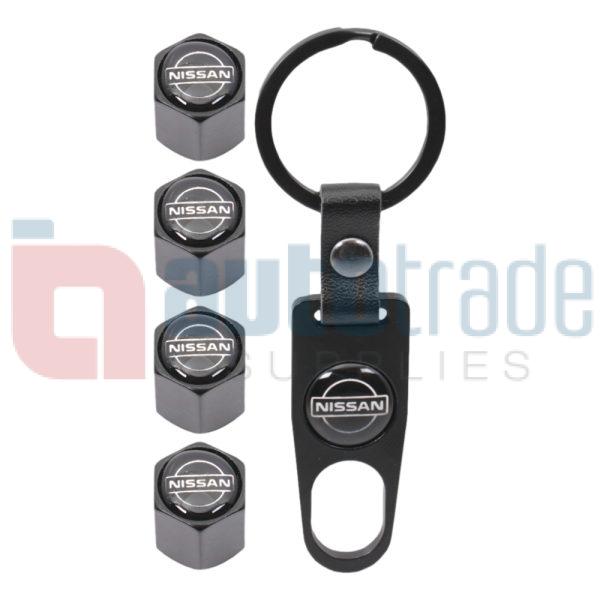 KEY RING & VALVE CAP SET NISSAN