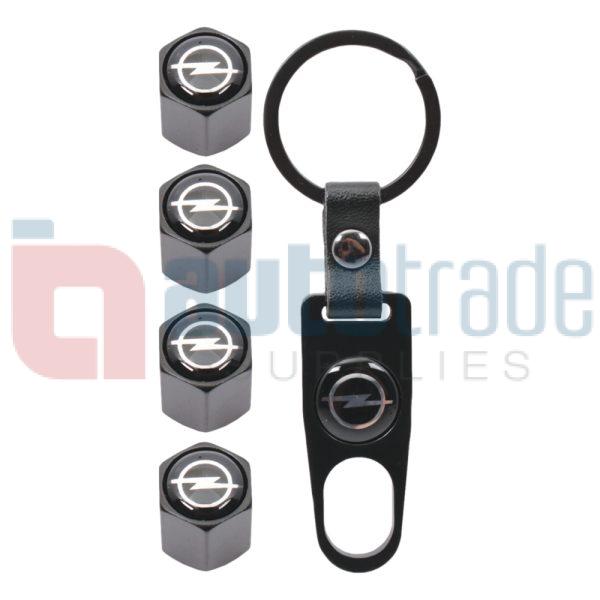 KEY RING & VALVE CAP SET OPEL
