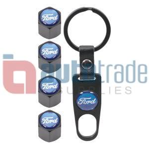 KEY RING & VALVE CAP SET FORD