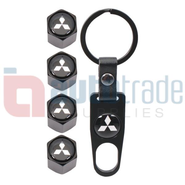 KEY RING & VALVE CAP SET MITSUBISHI