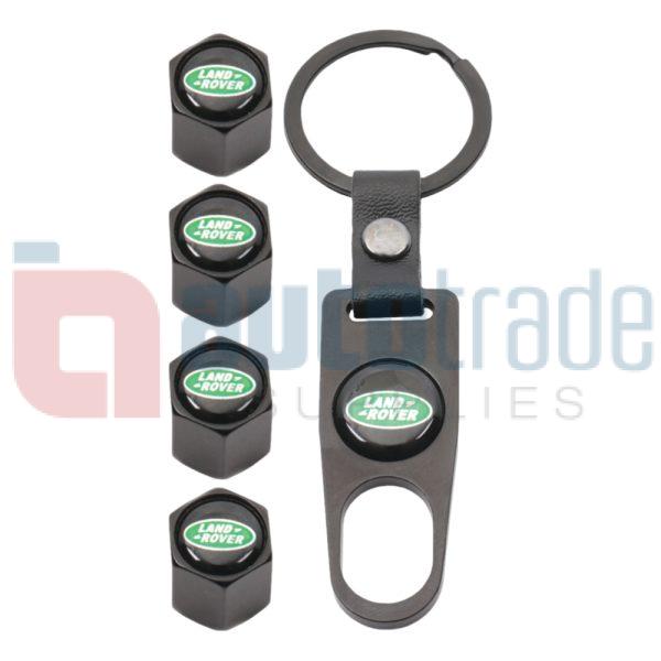 KEY RING & VALVE CAP SET LANDROVER