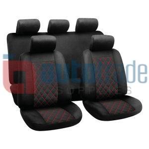 SEAT COVERS GRID RED/BLK 9PCS