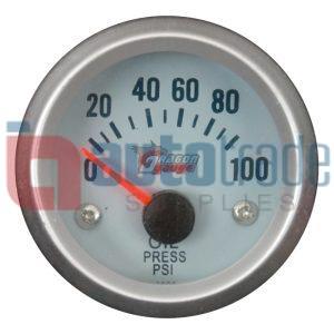 OIL PRESSURE GAUGE  50MM  SILVER/WHITE