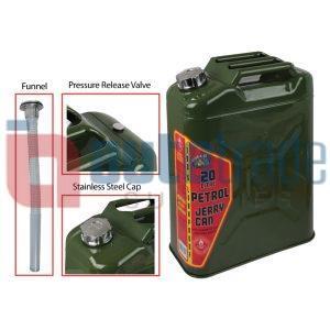 JERRY CAN 20LT UN/CE W/SCREW CAP & SPOUT